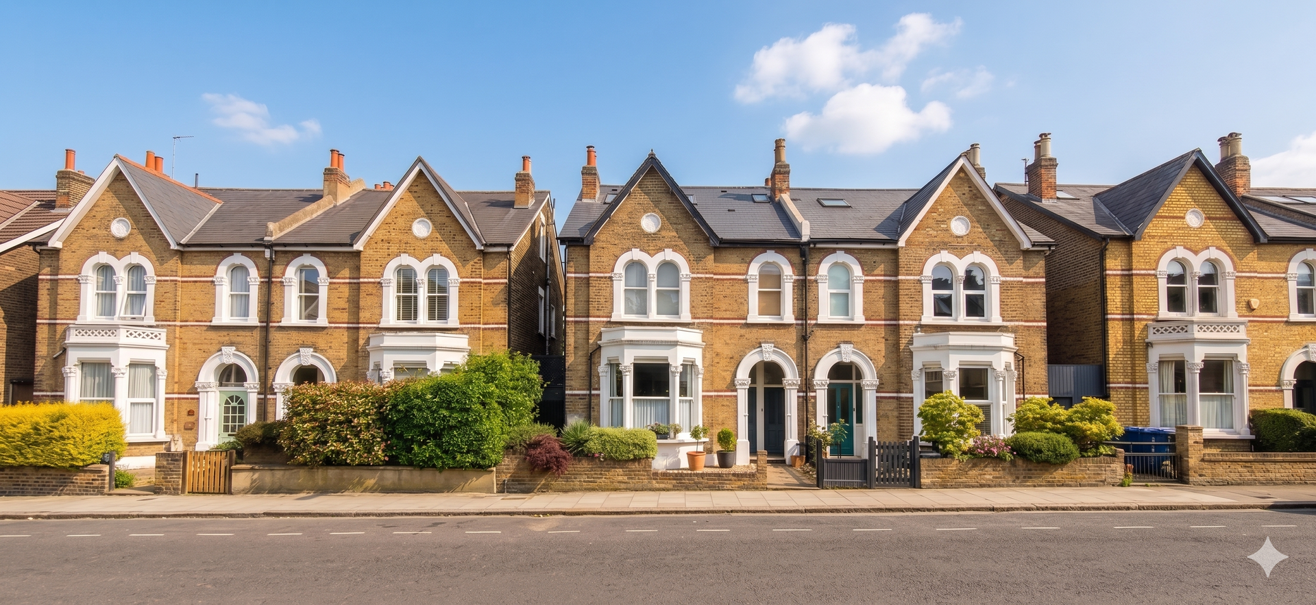 Victorian houses with yellow London brick